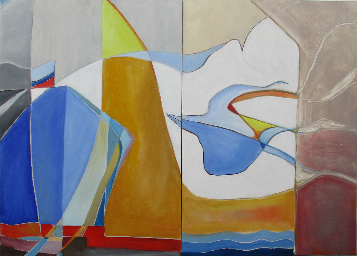Return to Harbour Diptych 73cm x 100cm Acrylic on board